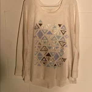Sonoma 1X LS tee with Aztec  print in EUC  cream